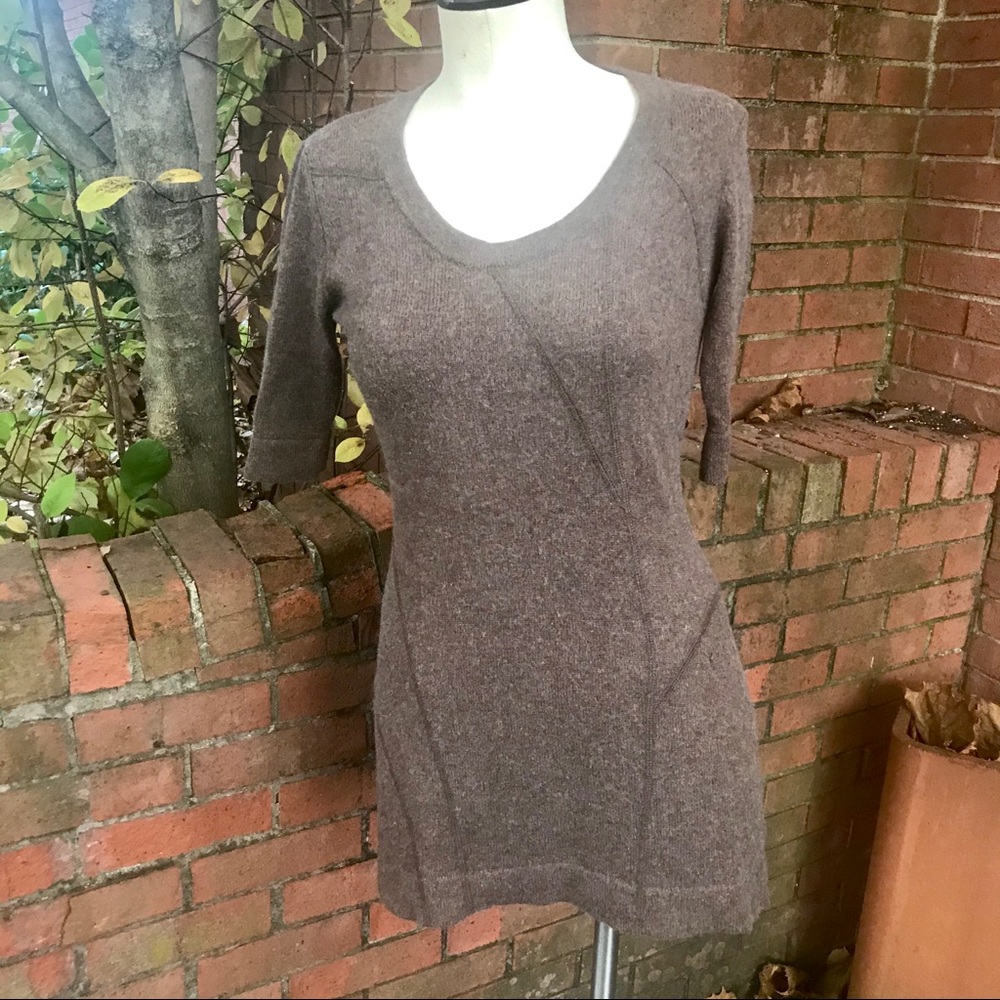 Spring & Mercer Short Sleeve Brown Tunic/Dress Sweater With Detachable Roll/Cowl
